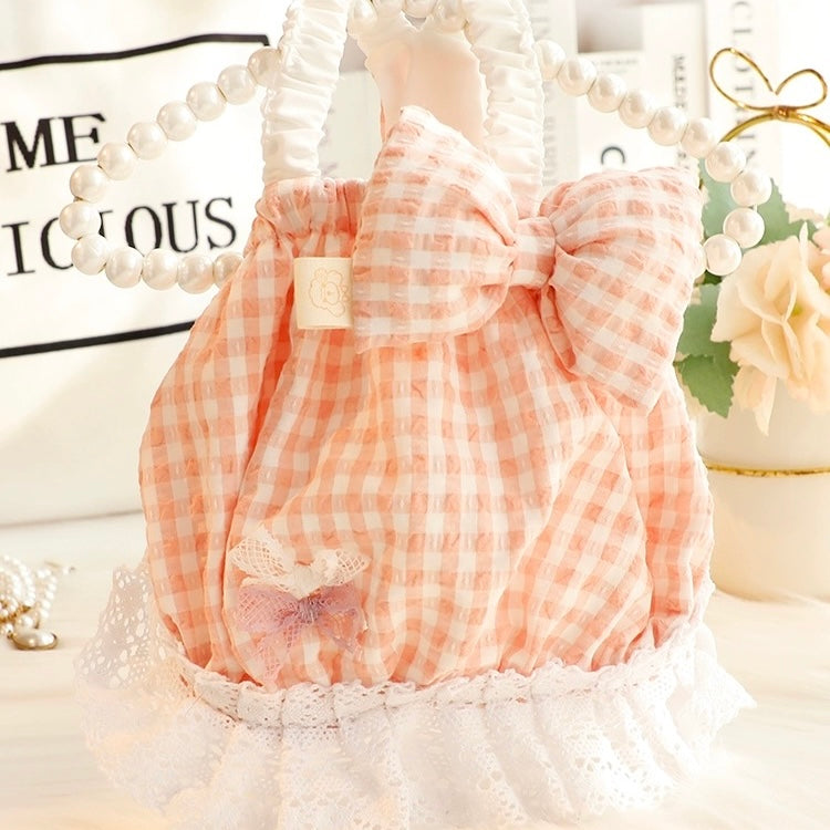 Large Plaid Bow Sweet Dog Cat Dress