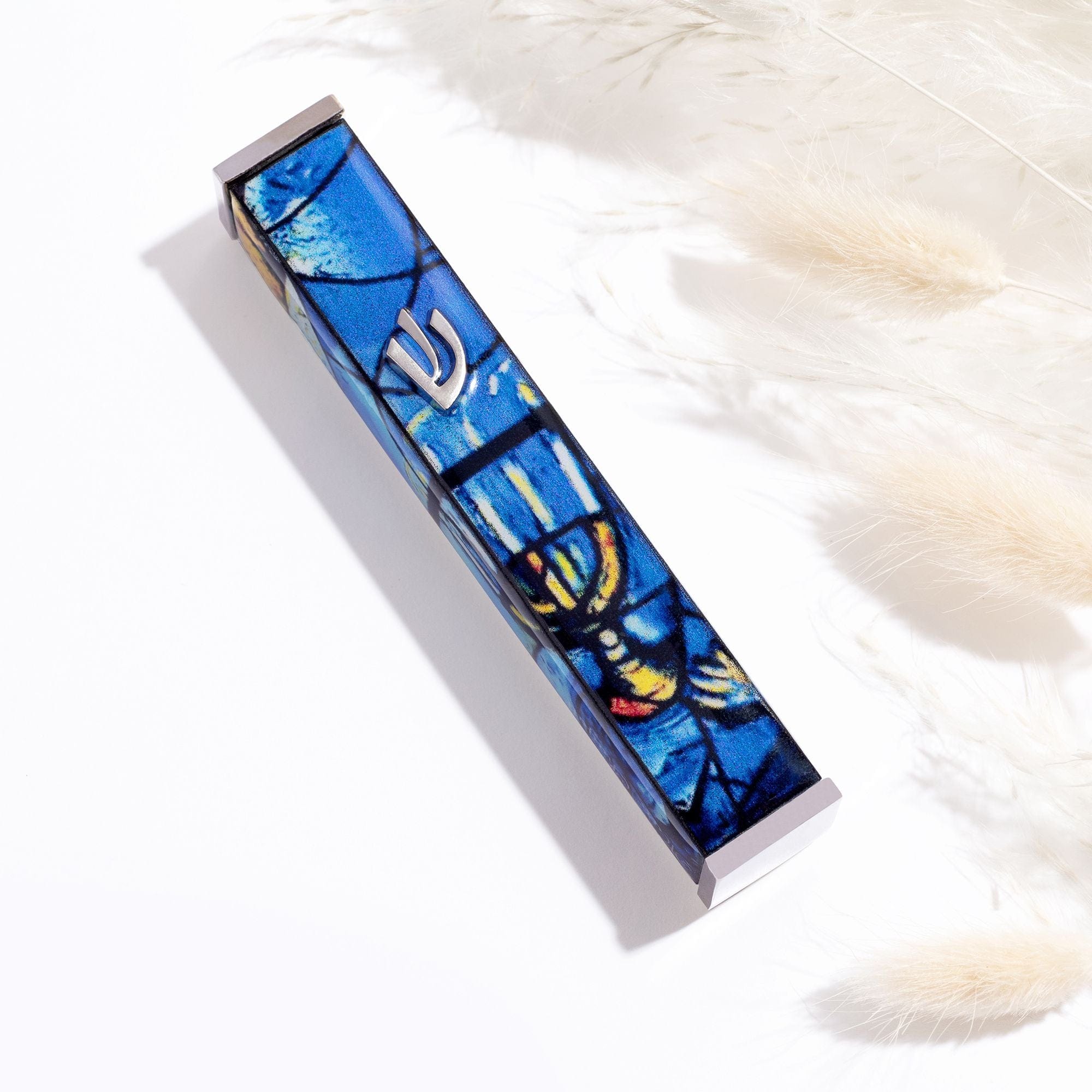 Blue and Silver Marc Chagall Mezuzah Case