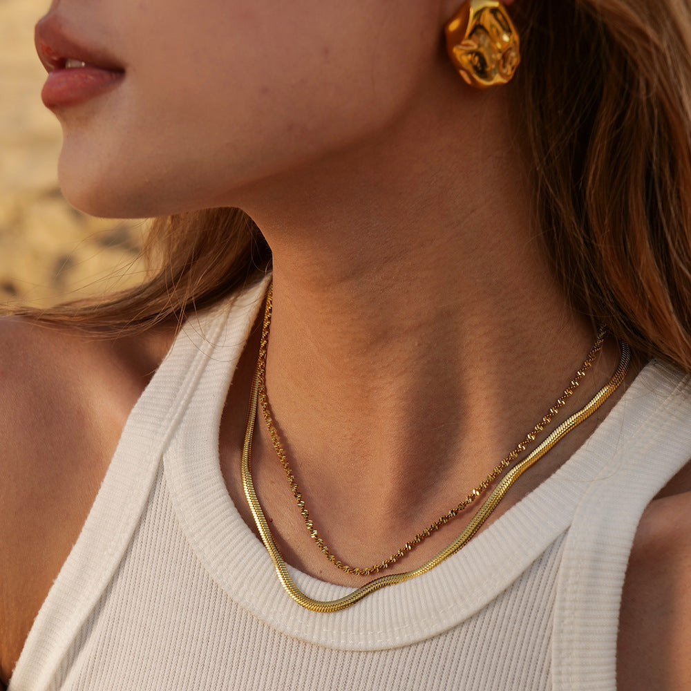 Stacking Titanium Steel Necklace Jewelry Stainless Steel Clavicle Chain