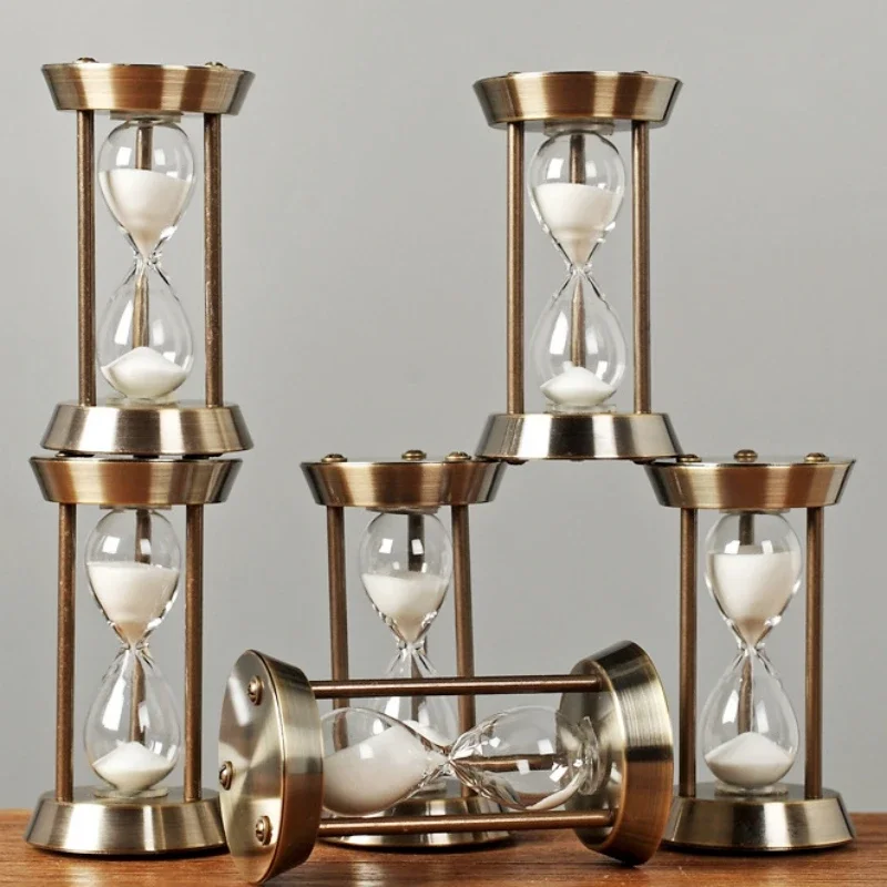 EUROPEAN RETRO EMPTY HOURGLASS SAND TIMER METAL SAND GLASS HOME OFFICE DECOR