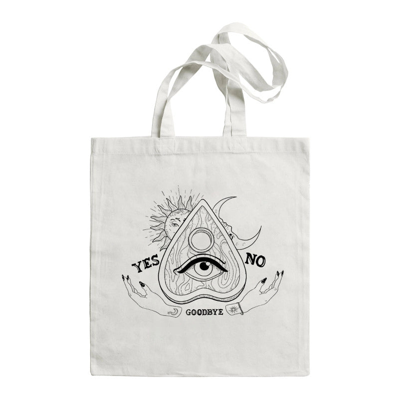Unisex Large Canvas Devil's Eye Streetwear Square Open Tote Bag