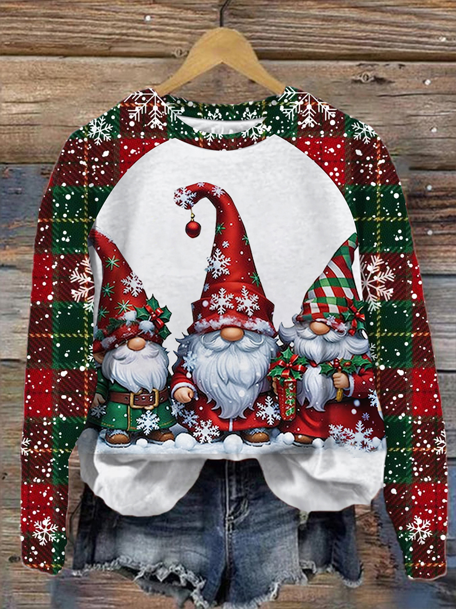 Christmas Gnome Printed Casual Top