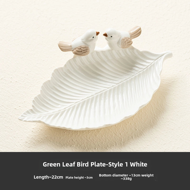 Bird Dim & Sum Plate Ceramic Jewelry Storage Plate Creative Cute Storage Rack Soap Dish Light Luxury High-end Plate