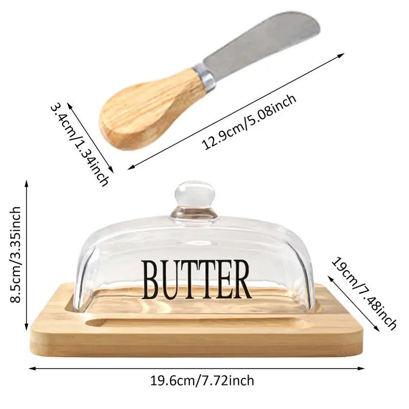 GLASS BUTTER DISH WITH LID BUTTER HOLDER