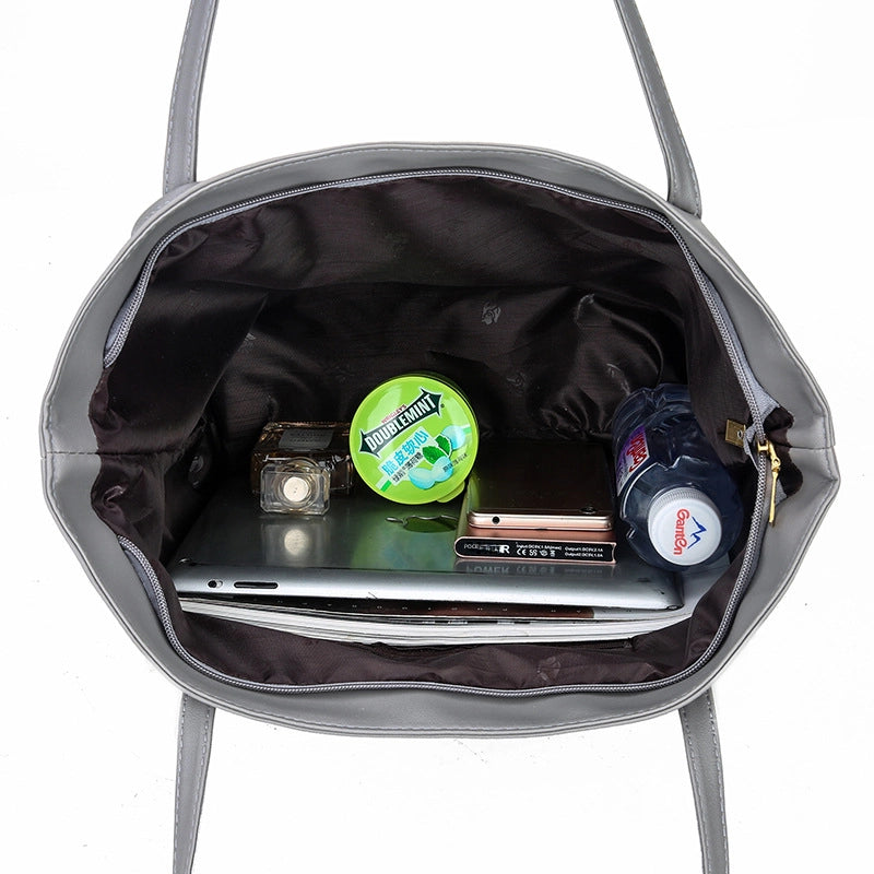 Soft Leather Big Bag Women's New  Simple Stitching Handbag Large Capacity Shoulder Bag Tote Bag Women's Bag