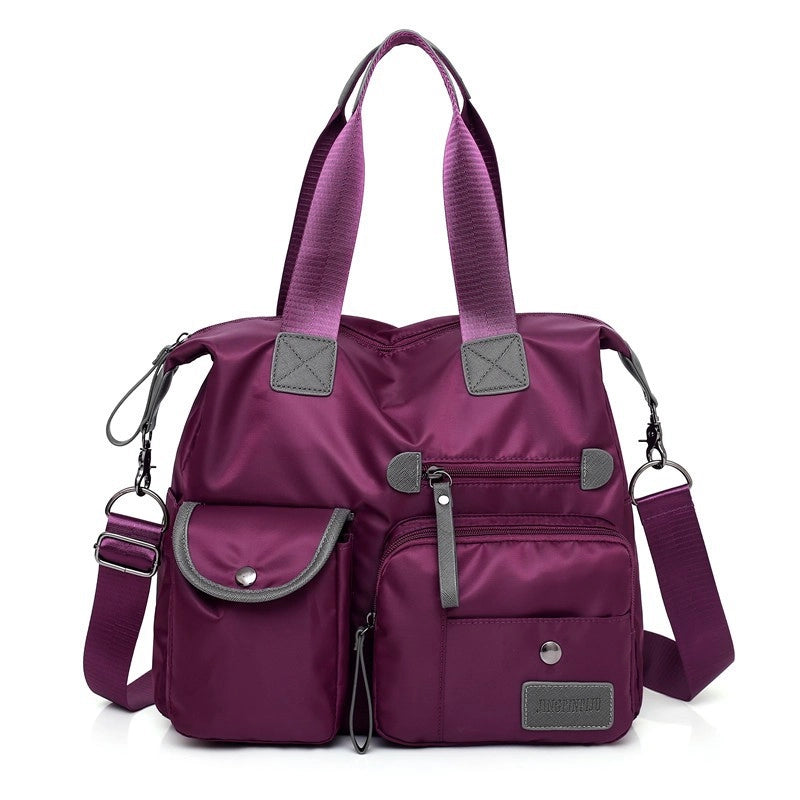 Women's Large Nylon Solid Color Basic Classic Style Sewing Thread Square Zipper Handbag Crossbody Bag