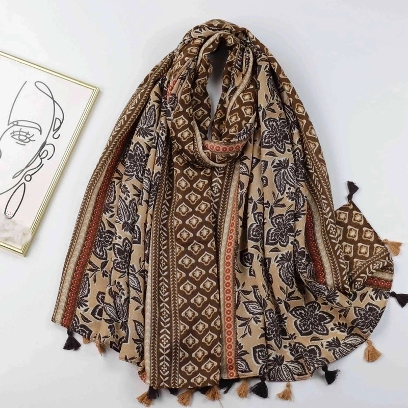 Women's Vacation Flower Polyester Scarf