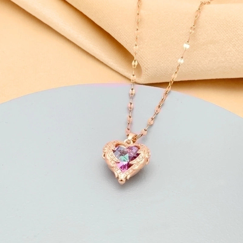 Stainless Steel Fashion Gold Plated Heart Shape Pendant Necklace