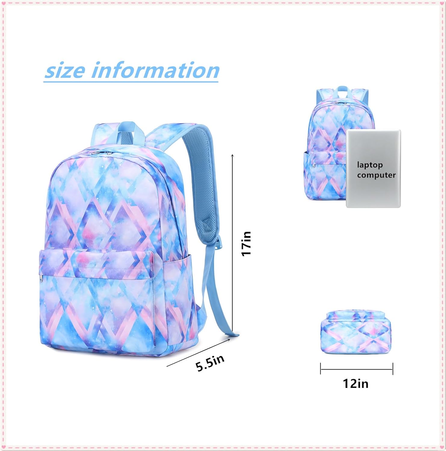 Boy School Backpack Elementary Middle Lightning Bookbag Laptop Teenager Waterproof Lightweight 17 Inches (1-Blue)