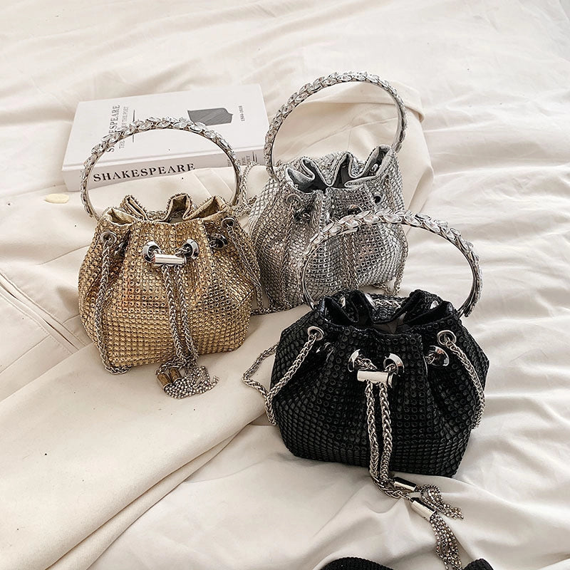 Women's Pu Leather Solid Color Streetwear Bucket String Shoulder Bag Handbag Crossbody Bag