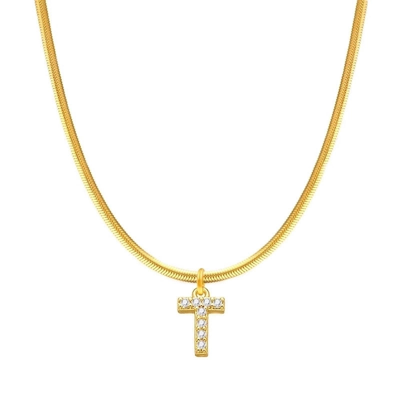 304 Stainless Steel Copper Retro Classic Style Inlay Letter Zircon Pendant Necklace
