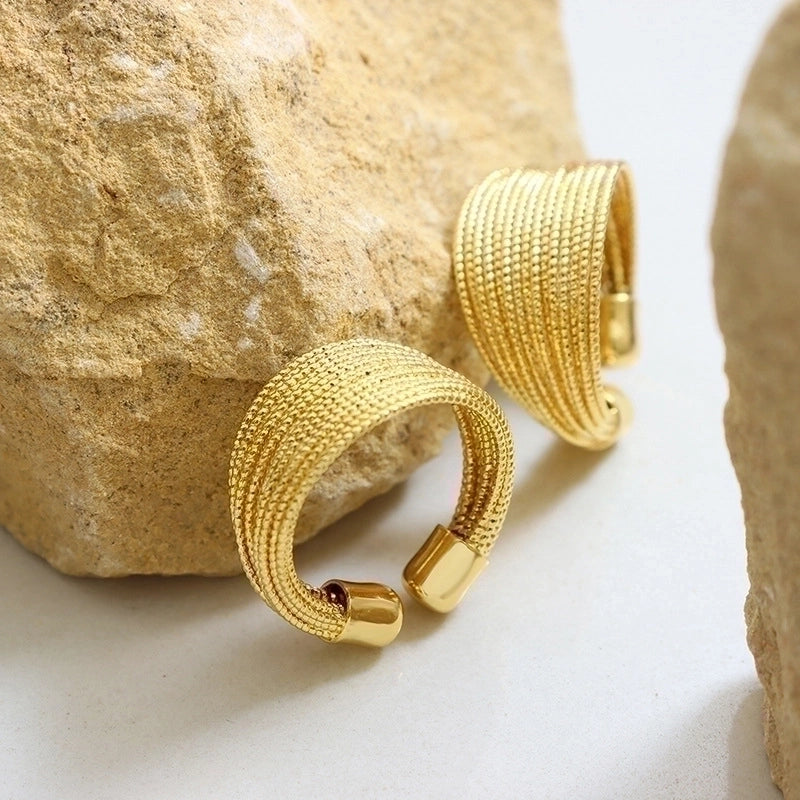 Ethnic Style Solid Color 304 Stainless Steel 18K Gold Plated Plating Rings