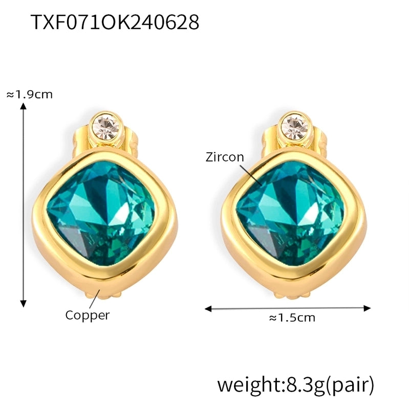 Minimalist Quadrilateral 304 Stainless Steel 18K Gold Plated Plating Earrings Necklace Jewelry Set