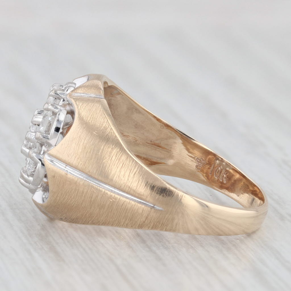 0.73ctw Diamond Cluster Belcher Setting Ring 10k Yellow Gold Size 8.25