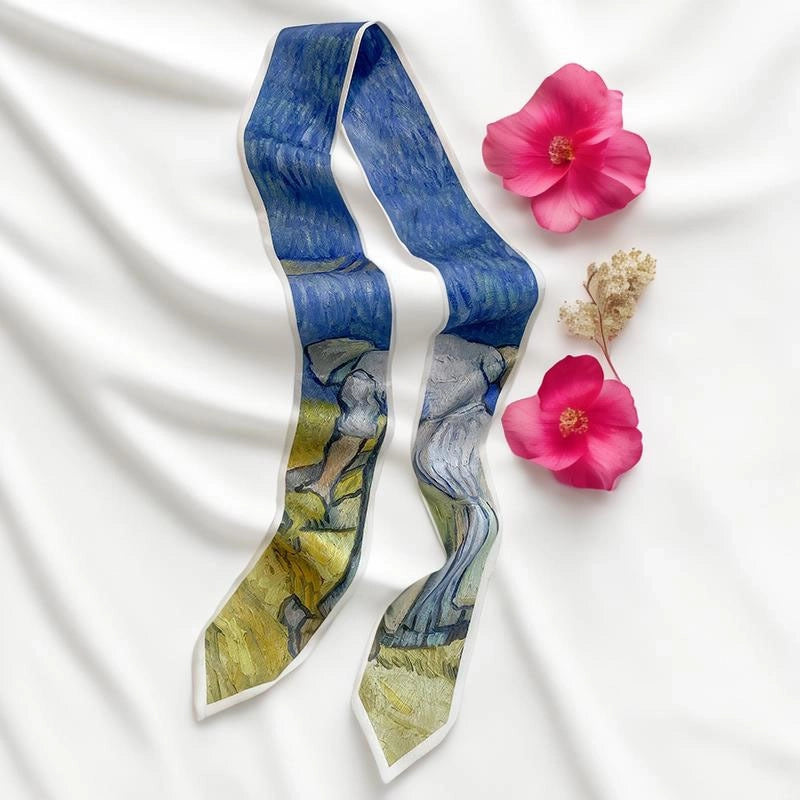 Women's Fairy Style Sweet Flower Satin Silk Scarf