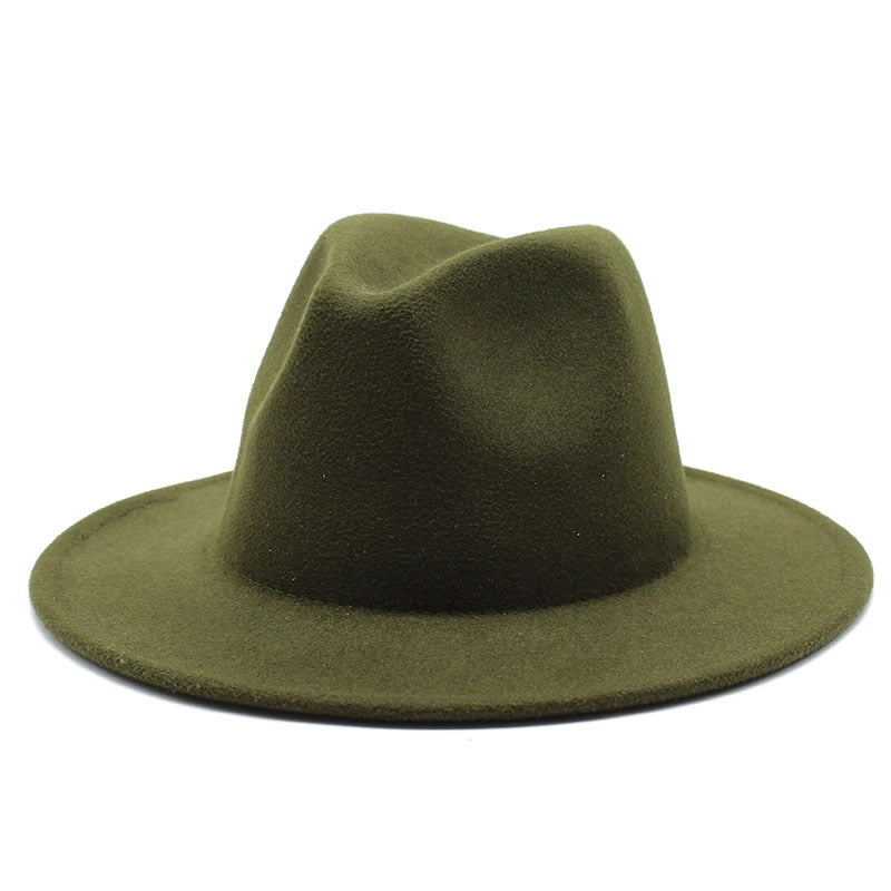 Solid Color Jazz Hat British Style Retro Woolen Hat Adult Embroidery Logo Felt Hat