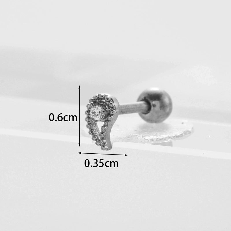 Ear Cartilage Rings & Studs Fashion Geometric Copper Plating Artificial Gemstones