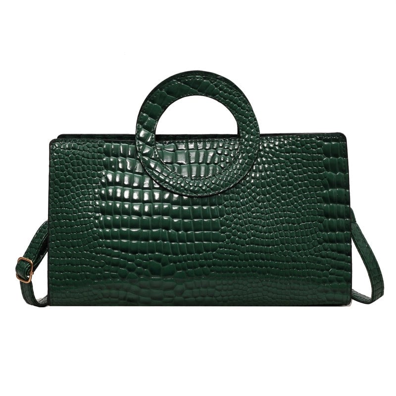 Women's Large Pu Leather Solid Color Crocodile Streetwear Square Zipper Handbag
