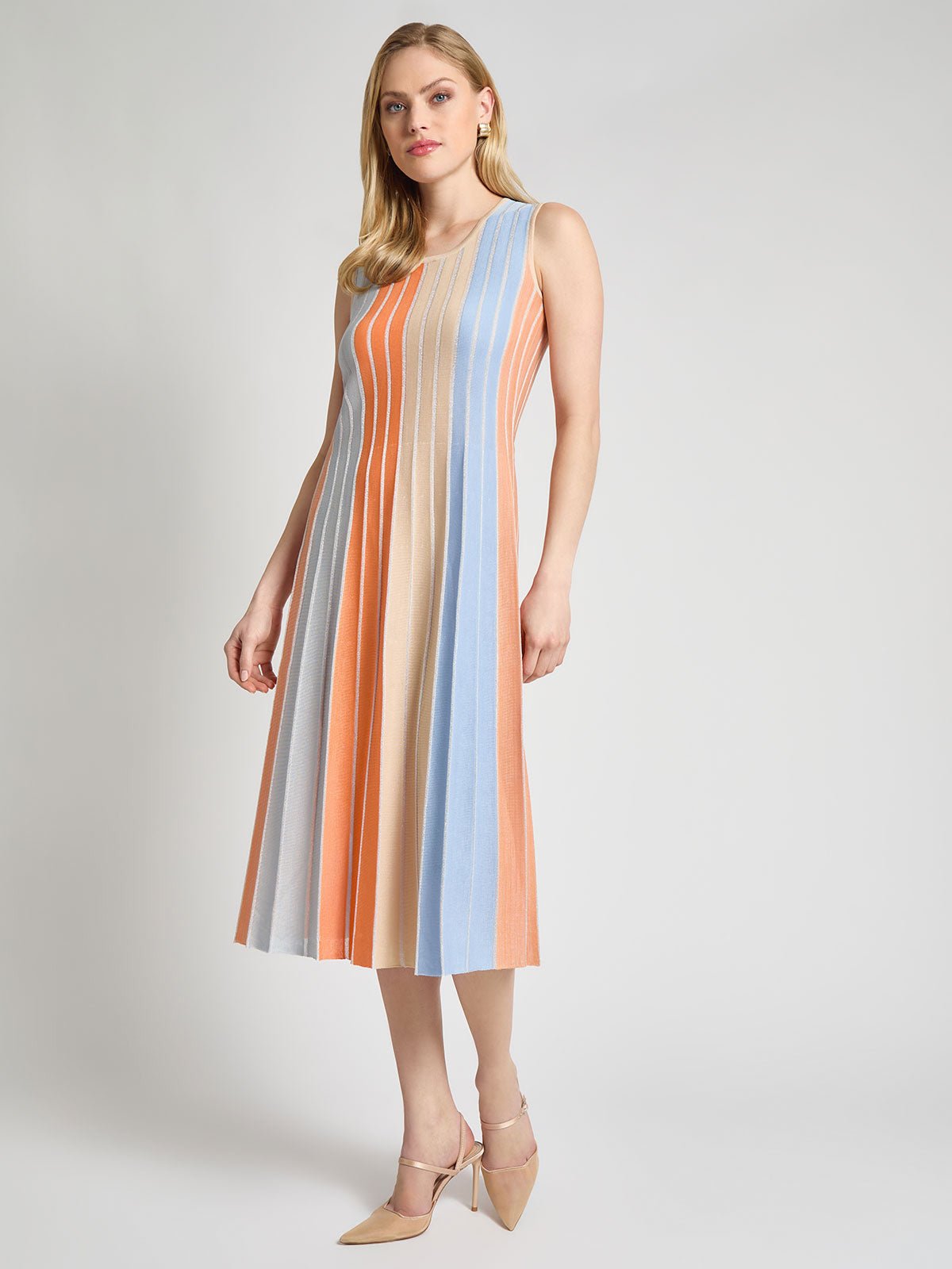 A-Line Lurex Multi-Stripe Knit Maxi Dress - Modern Fit