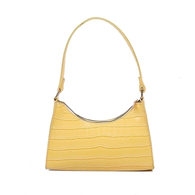 Stone Pattern Zipper Solid Color Shoulder Underarm Bag