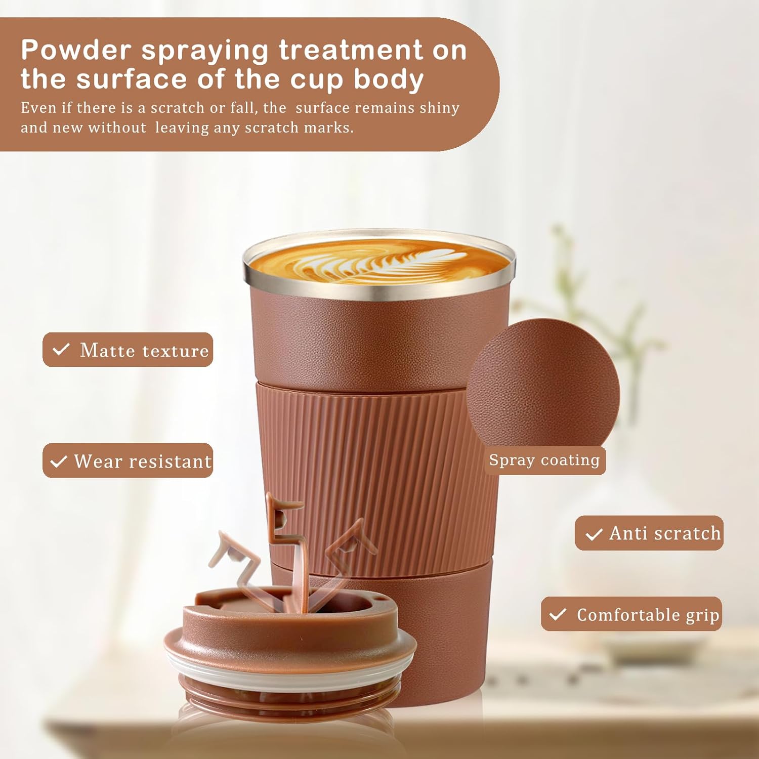 Senshuomy Travel Mug, Insulated Coffee Cup with Leakproof Lid, Reusable Coffee Cups Travel Cup, Stainless Steel thermaol Mug for Hot Cold Drinks (Green 380ml)