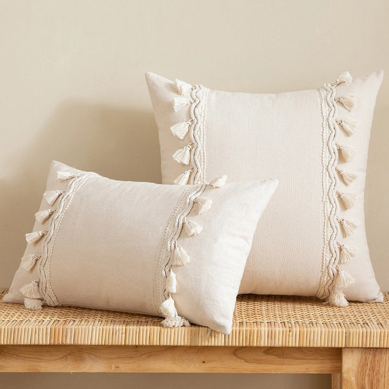 Fashion Tassel Solid Color Cotton Pillow Cases