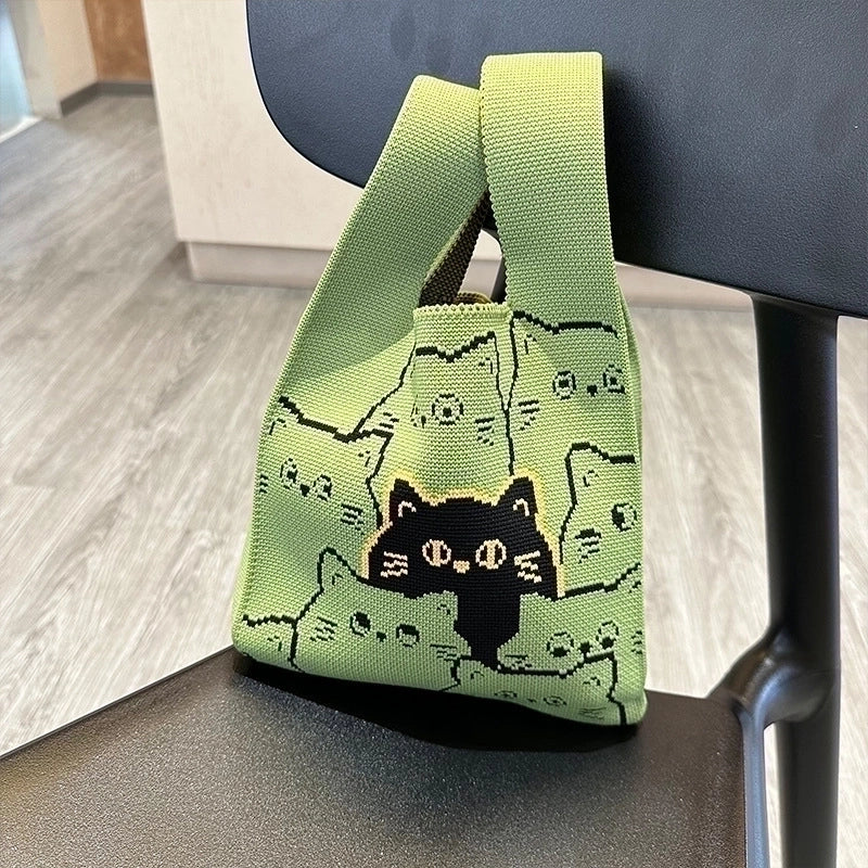 Women's Medium Polyester Cat Cute Open Handbag