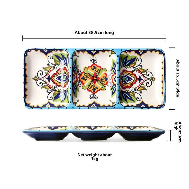 Style Creative Hand-painted Ceramic Plate Irregular Western Plate Fashionable Household Plate Bowl Combination Steak Plate