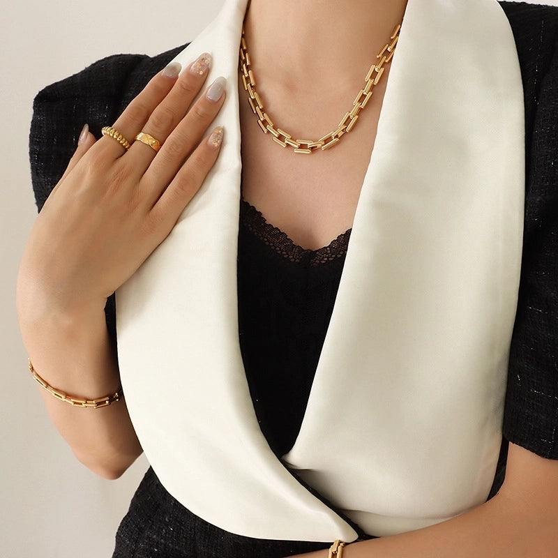 Fashion Geometric Titanium Steel Bracelets Necklace