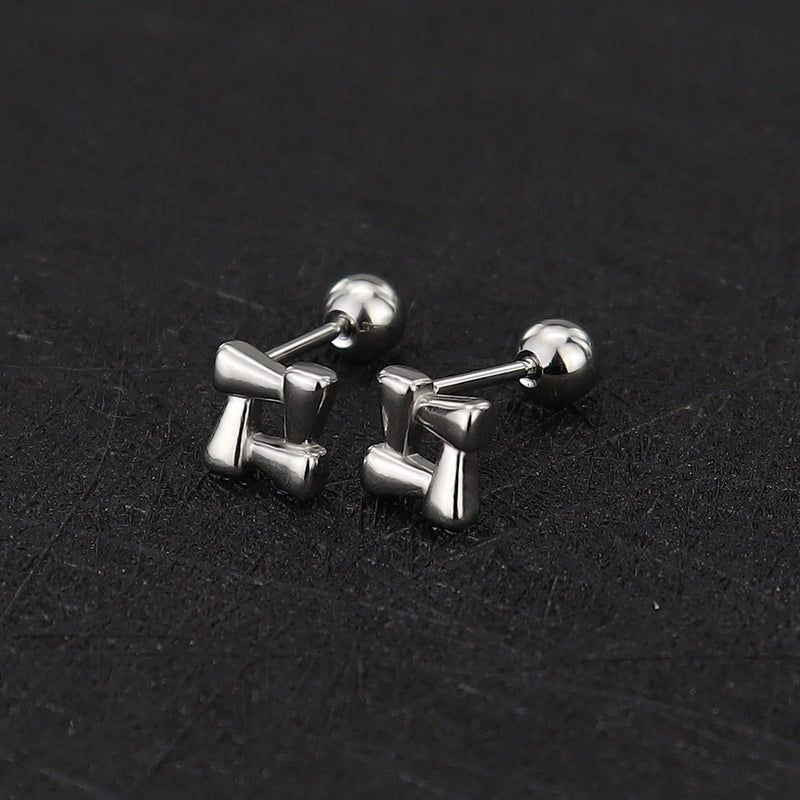 1 Piece Cute Minimalist Geometric Animal Crown Plating Titanium Steel Ear Studs