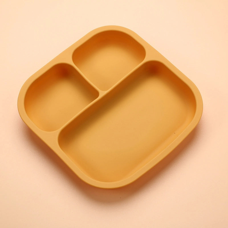 Silicone Plate Food Grade Complementary Food Sucker Bowl Square  Tableware Thickened Drop-resistant Tableware