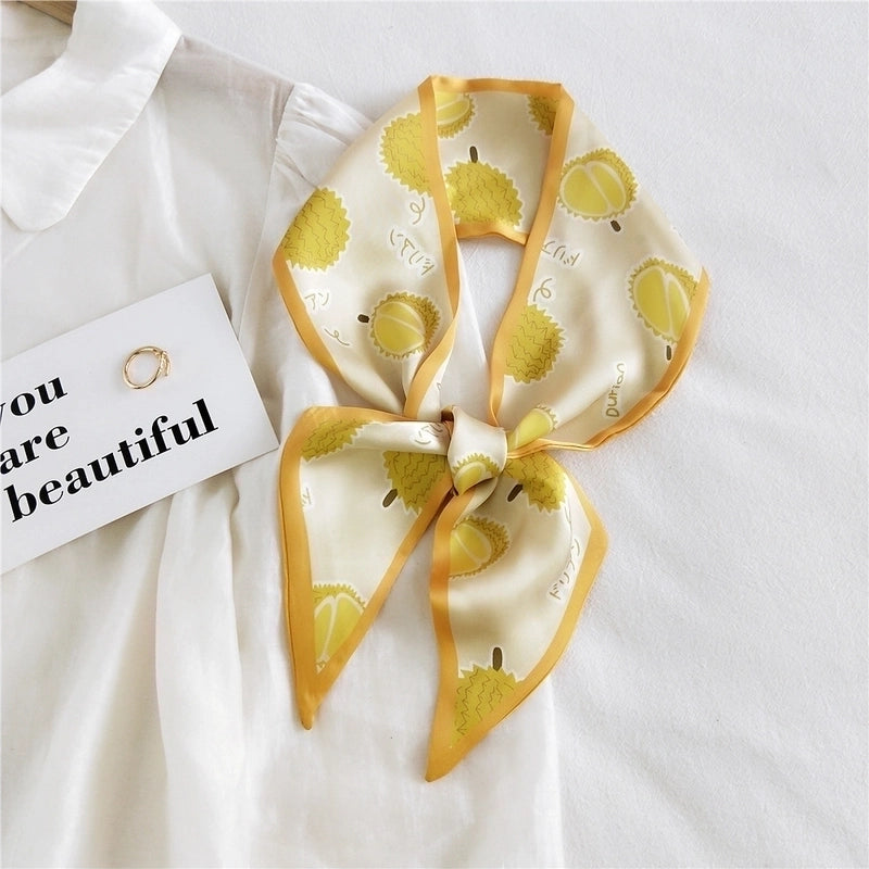 Fruit Printing Ribbon Silk Scarf