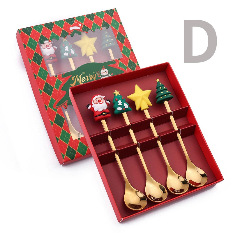 Christmas Cute Christmas Tree Santa Claus Star 304 Stainless Steel PVC Tableware 1 Piece