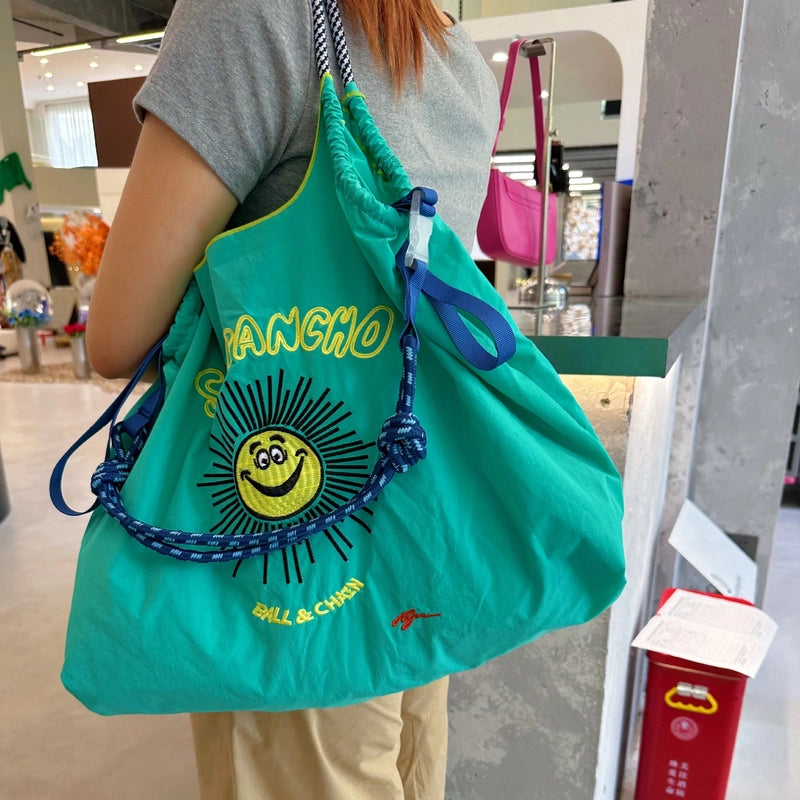 Women's Large Nylon Animal Donuts Basic Classic Style Square Open Shopping Bags