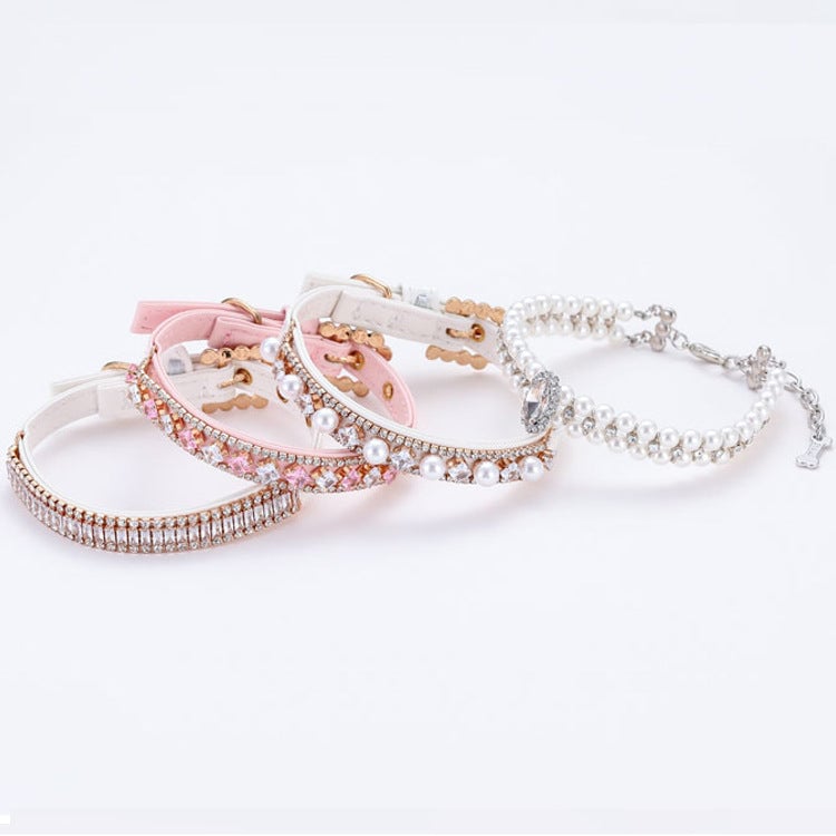 Rhinestone Pearl Pet Necklace Collar