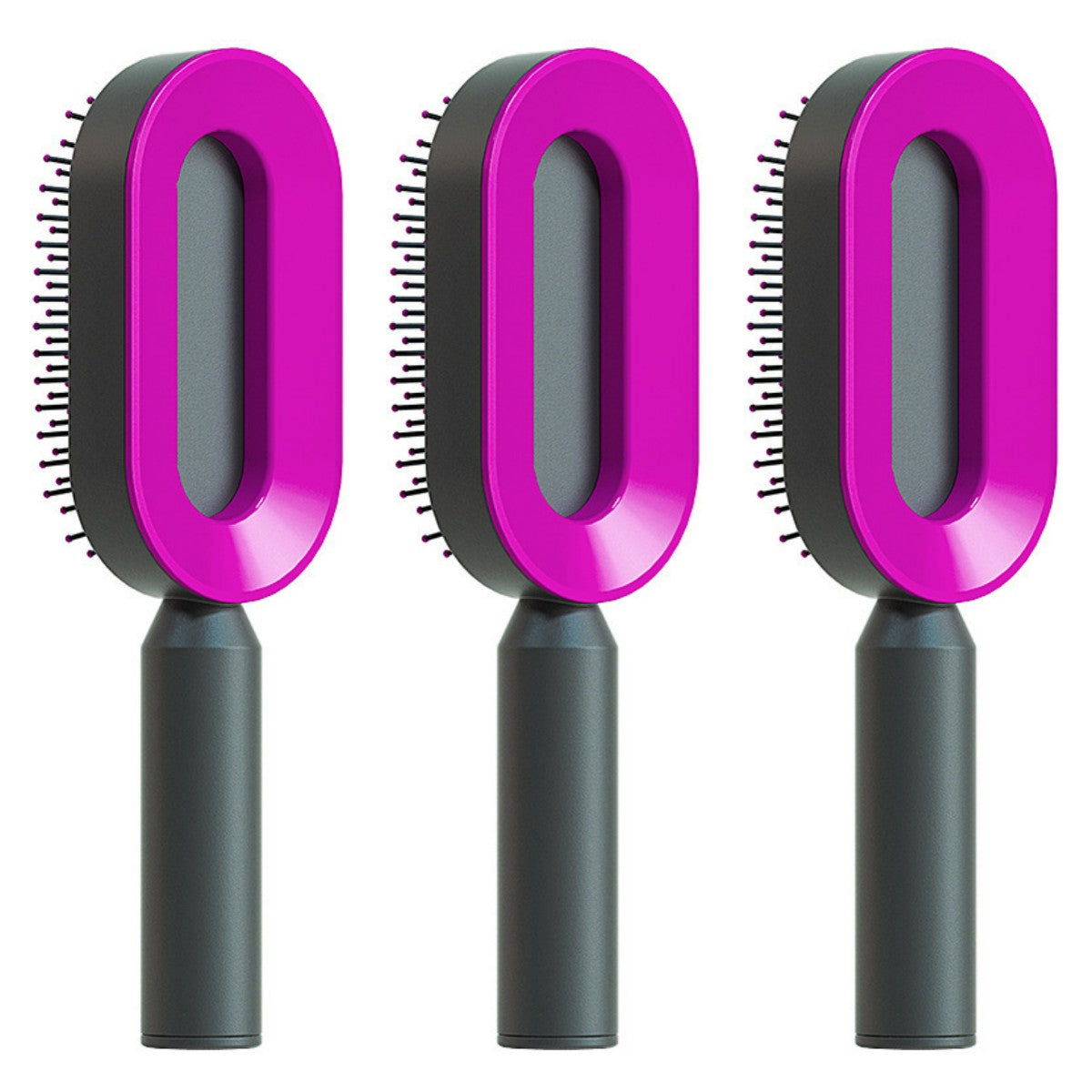 Self-cleaning hairbrush for women. One-button cleaning airbag to prevent hair loss