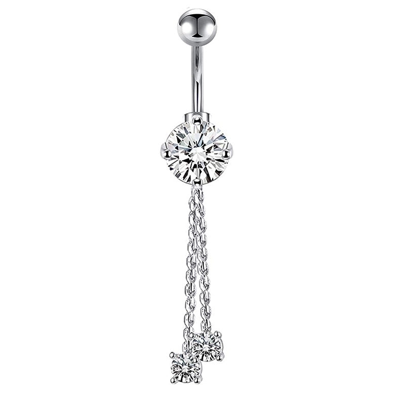 Minimalist Heart Shape Bow Knot Stainless Steel Plating Zircon Belly Ring 1 Piece