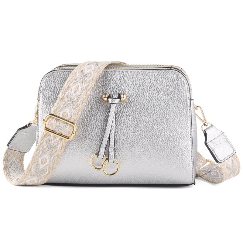 Women's Medium Pu Leather Solid Color Basic Classic Style Zipper Crossbody Bag