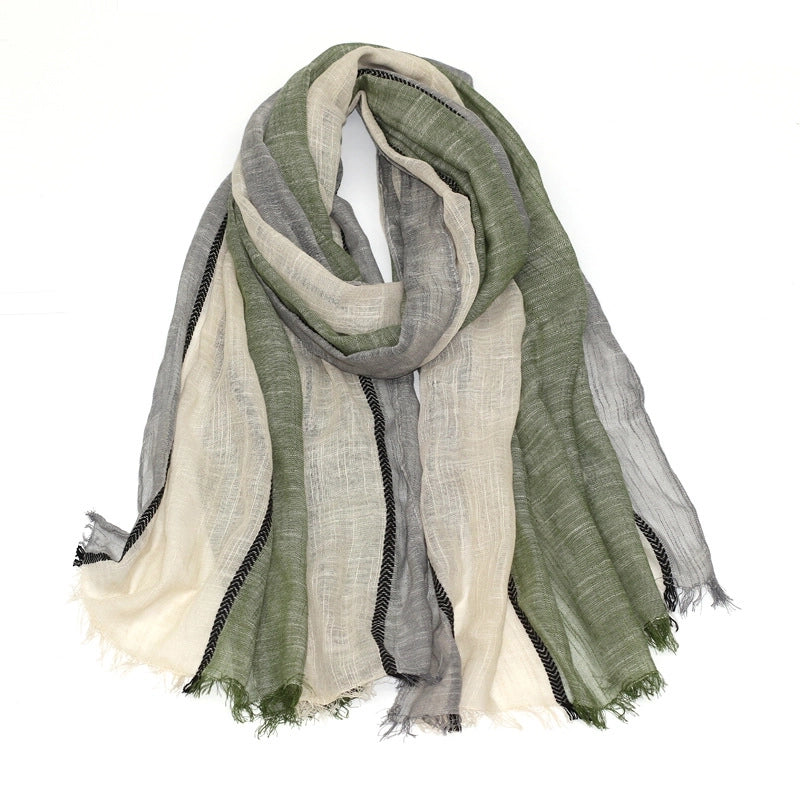 New Spring And Autumn Color Matching Polyester Printed Scarf Women's Travel Sunscreen Beach Towel Sunshade Multi-function Large Shawl