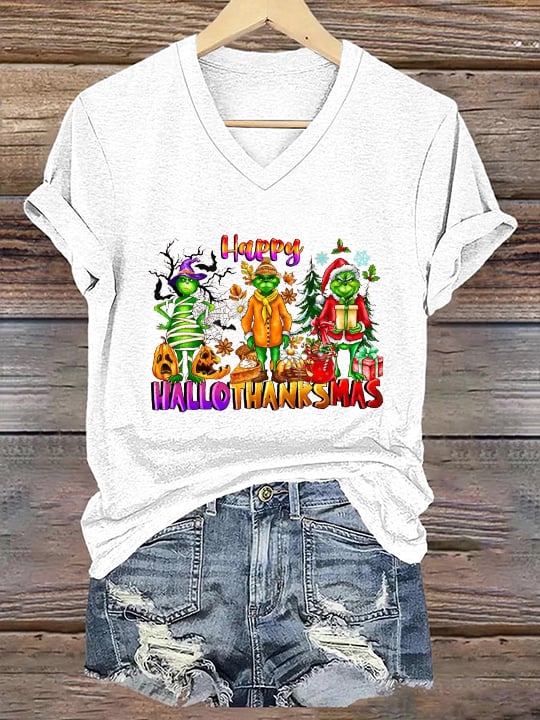 Women's Hallothanksmas  Print T-Shirt