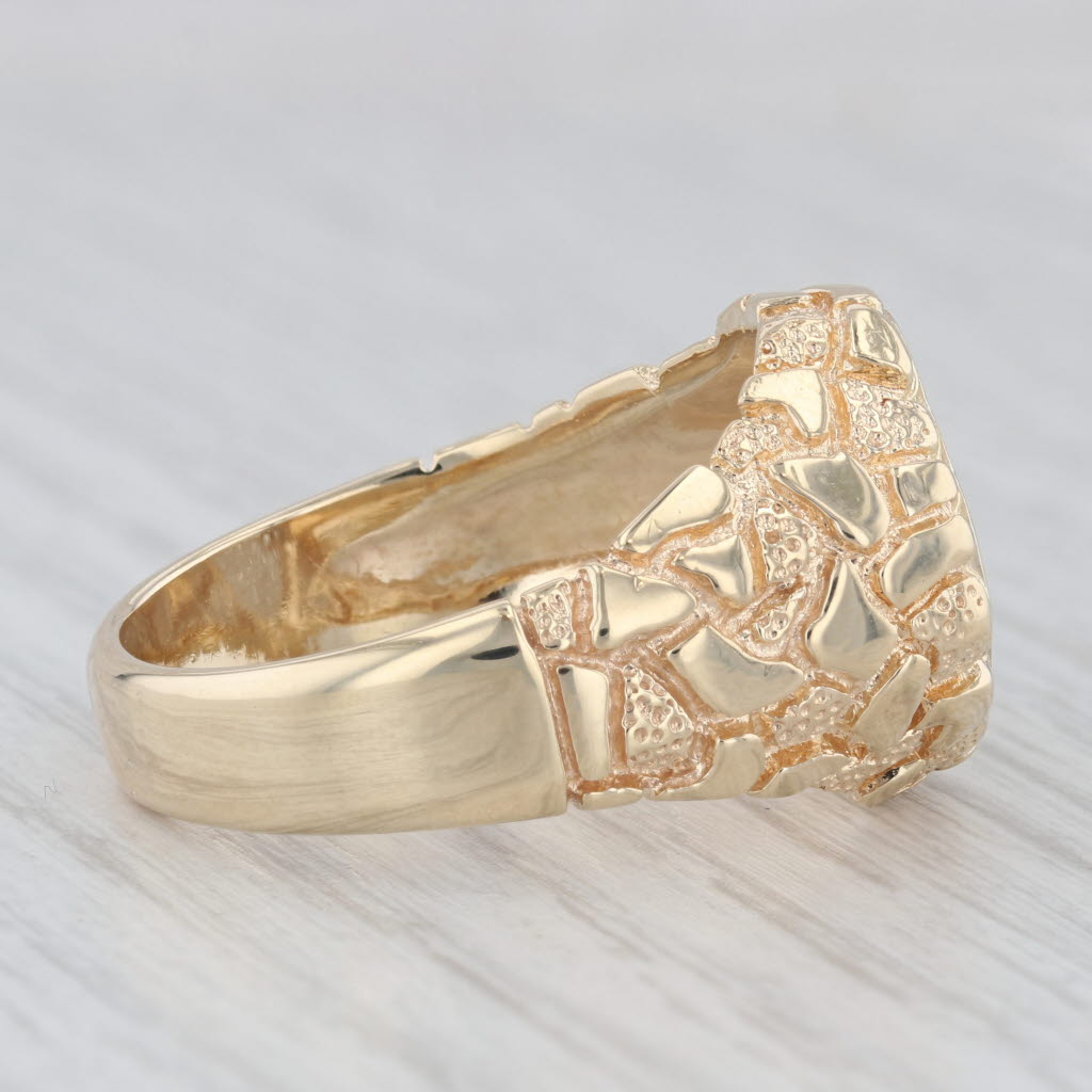 0.33ctw Diamond Cluster Gold Nugget Ring 14k Yellow Gold Men's Size 12.5
