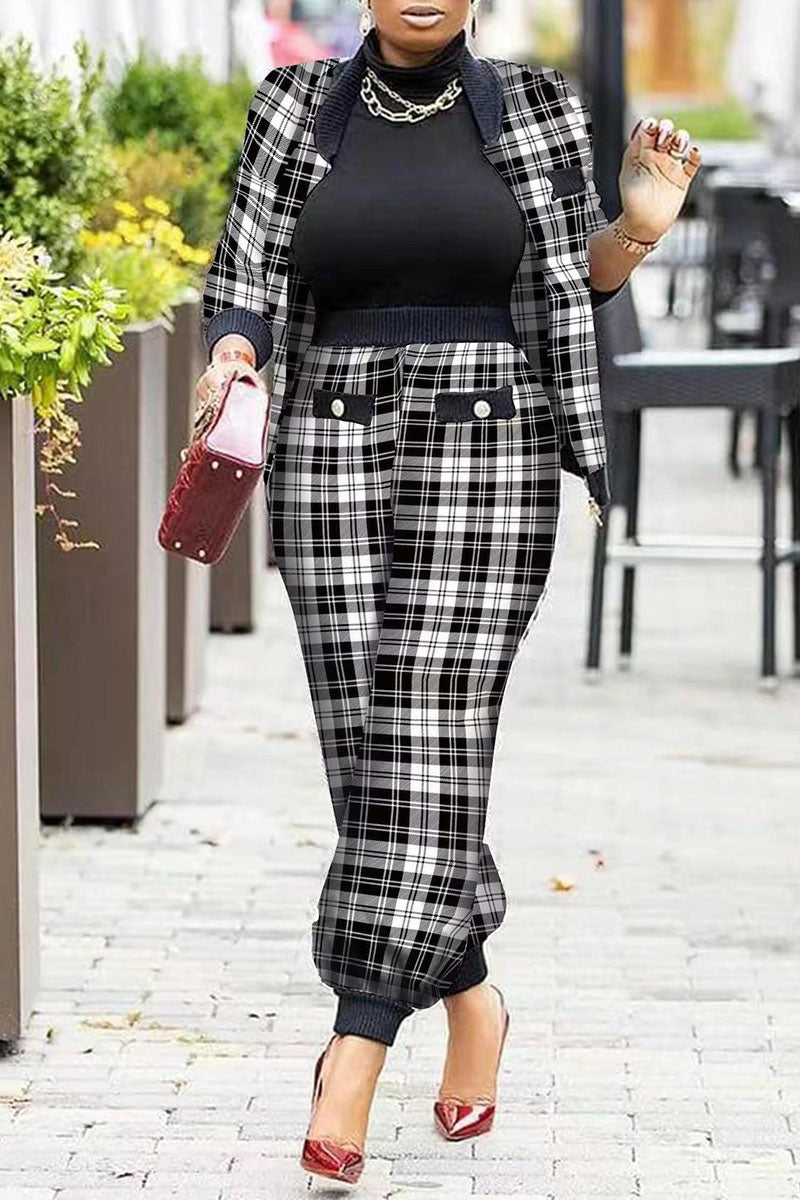 Fashion Casual Print Patchwork Long Sleeve Two Pieces