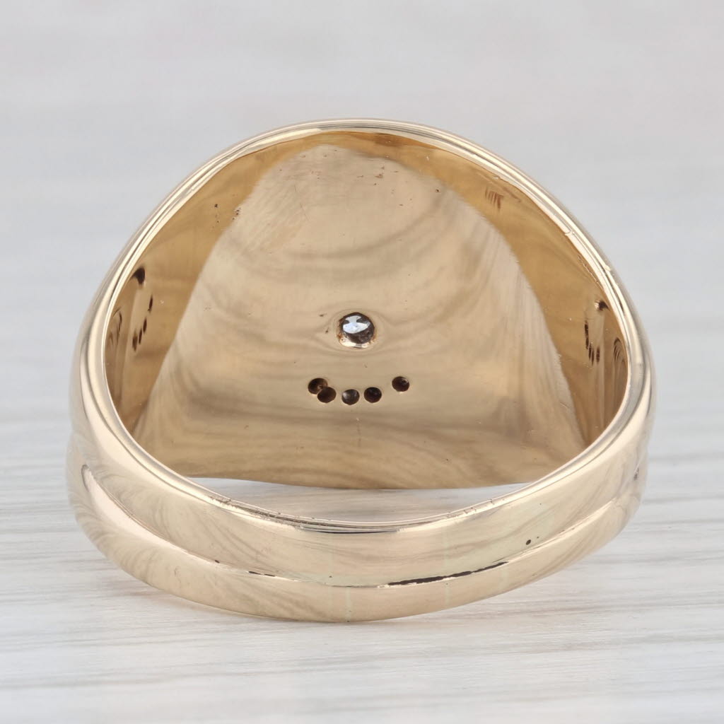 Vintage Past Master Ring 14k Gold Diamond Masonic Signet Cigar Band Size 11.5