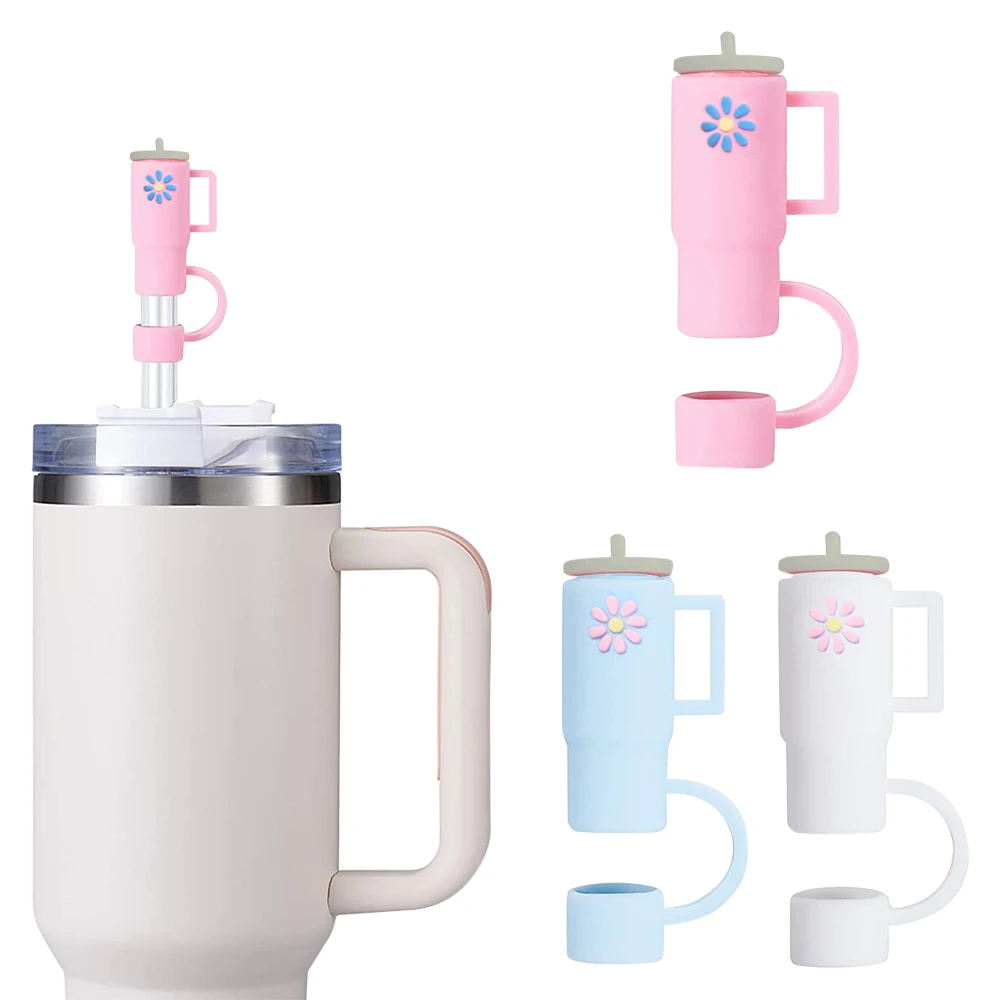 CUTE FLOWER STRAW COVERS FOR STANLEY CUPS – SILICONE STRAW CAPS FOR TUMBLERS