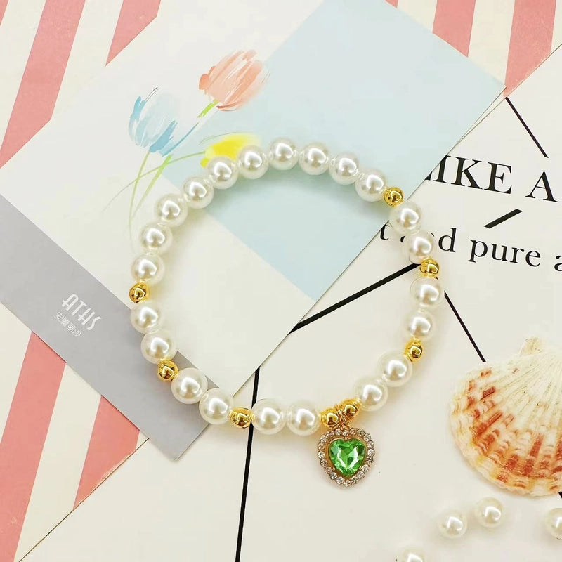 Sweet Imitation Pearl Heart Shape Pet Collar