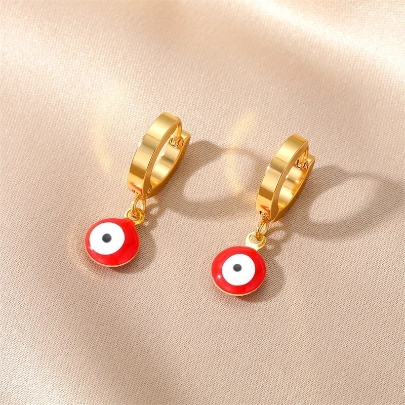 1 Pair Sweet Minimalist Eye Enamel 201 Stainless Steel Resin Dangling Earrings