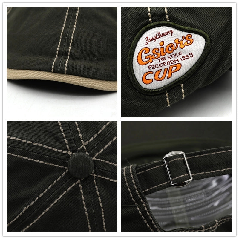 Retro New Washed Adjustable Forward Cap Reverse Beret Men's And Women's Cap