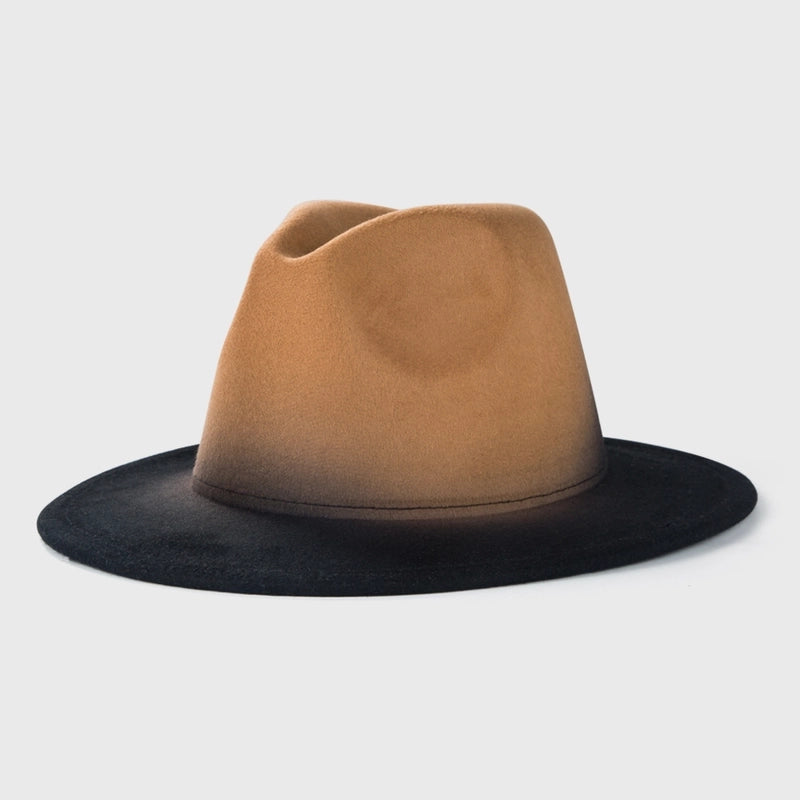 New Woolen Tie-dye Gradient Big Brim Jazz Hat