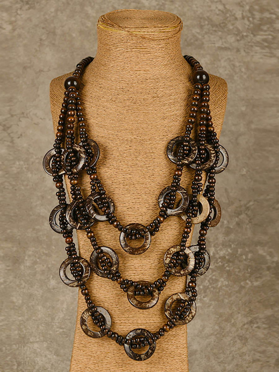 Women Bohemia Coconut Shell Weave Necklace