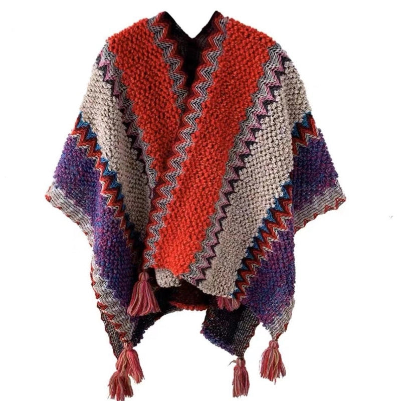 Women's Ethnic Style Plaid Acrylic Tassel Shawl